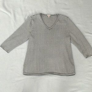 Talbots Green and White Striped Sweater